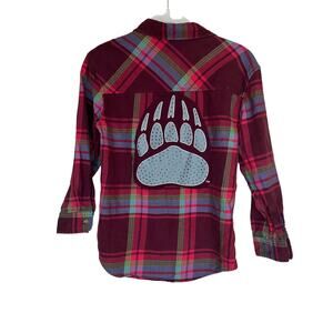 UM Griz Flannel Button Down Shirt Kids MEDIUM University of Montana Football